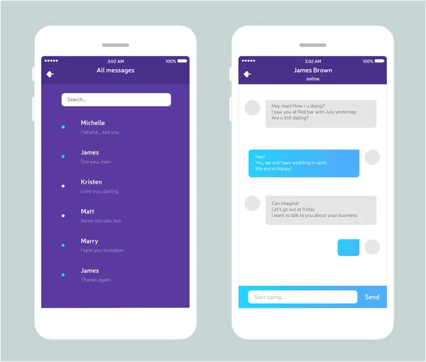 Vector telefoon chat interface — Stockvector