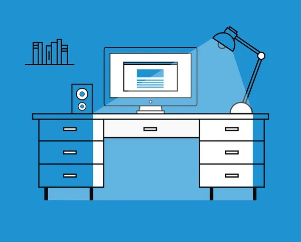 Flat design vector illustration of workstation — Stock Vector