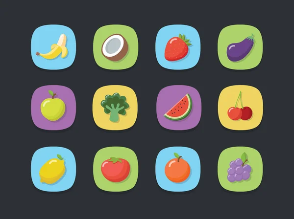 Conjunto de icono de fruta vectorial — Archivo Imágenes Vectoriales