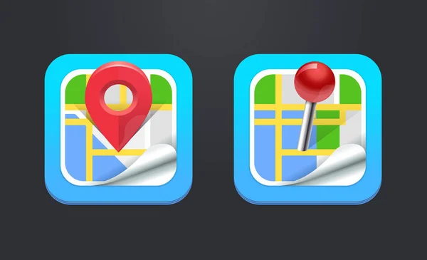 Icono de mapa con Pin Pointer — Vector de stock