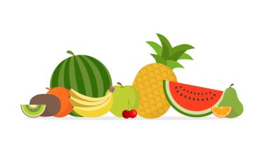 Sulu meyve ve çilek illüstrasyon vektör