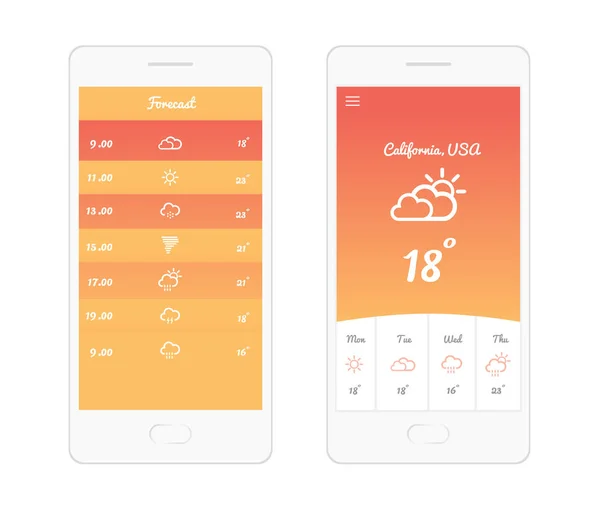 天气应用用户界面概念 — 图库矢量图片
