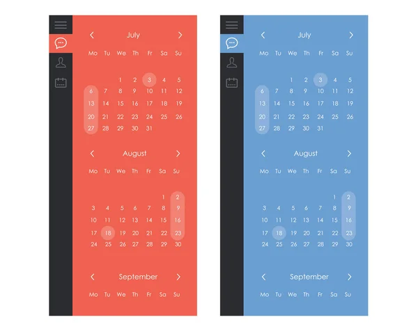 カレンダー ウィジェット Ui のベクトルを設定 — ストックベクタ