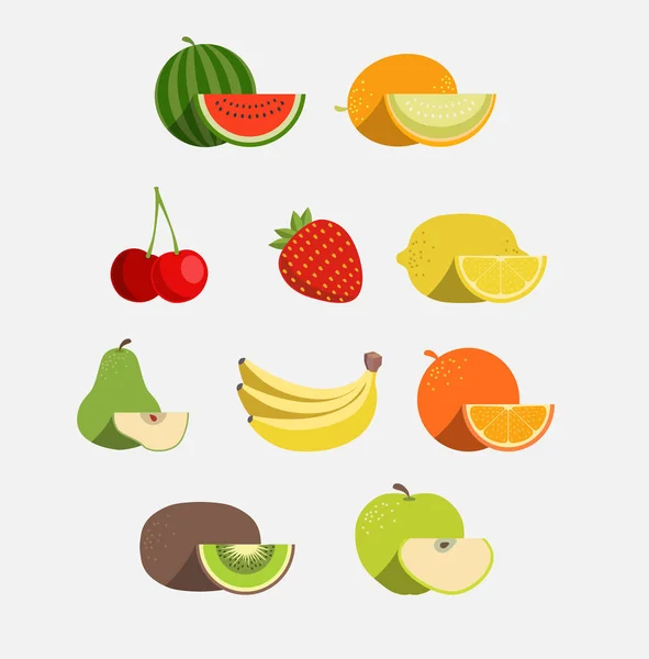 Conjunto de icono de fruta vectorial — Archivo Imágenes Vectoriales