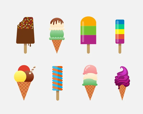 Ice Cream objekty ikony Set — Stockový vektor