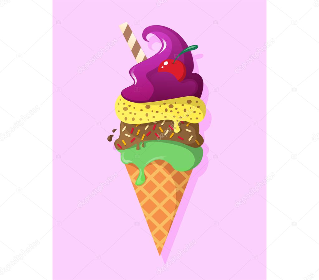 Retro Vintage Logotype of Ice cream. Vector design element, business sign, logo, identity, label, badge and object.