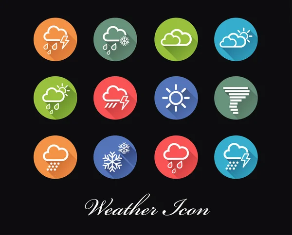 Ensemble d'icônes et de signes de prévisions météorologiques vectorielles — Image vectorielle