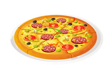 Pizza geleneksel. Vektör çizim