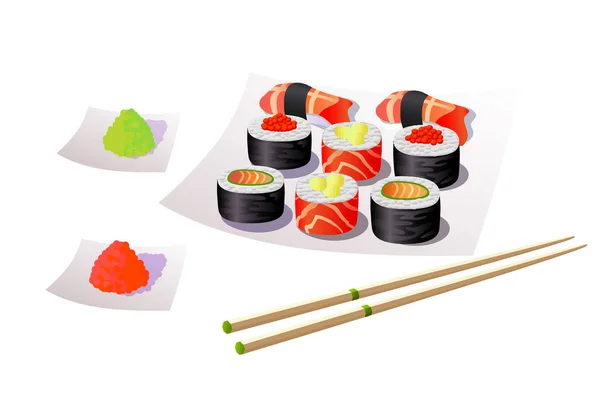 Sushi comida japonesa —  Vetores de Stock