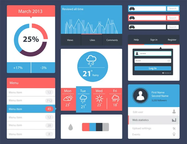 Kit Ui para diseños de sitios web y aplicaciones móviles — Vector de stock