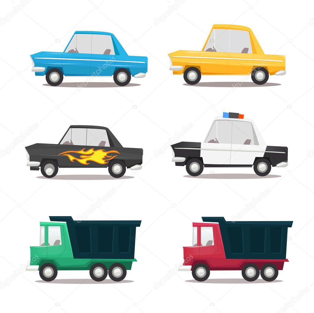 Cartoon car icon set