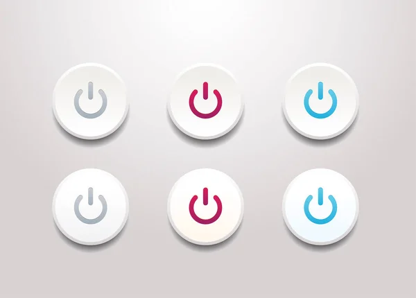 Conjunto de iconos de botón de encendido - diseño plano simple aislado sobre fondo blanco — Vector de stock