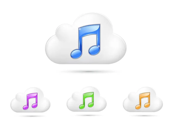 Icono de nube con música simpática, aislado sobre fondo blanco — Archivo Imágenes Vectoriales