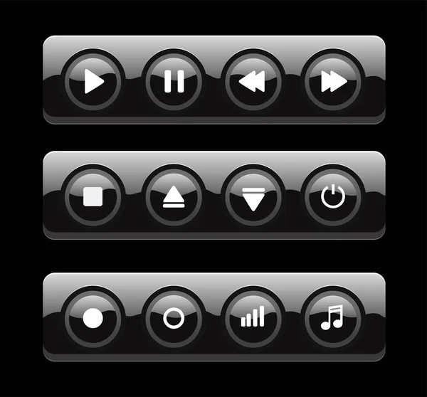 Černé plastové vektor hráč navigační tlačítko — Stockový vektor