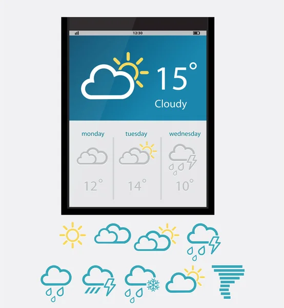 Векторные виджеты погоды. Векторная иллюстрация — стоковый вектор