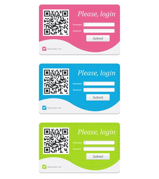 Vektor-Anmeldeformular in Form eines Abzeichens mit QR-Code — Stockvektor