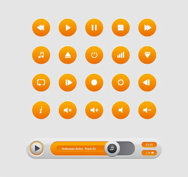 Vektor Illustration Set der detaillierten UI-Elemente für Media Playe — Stockvektor