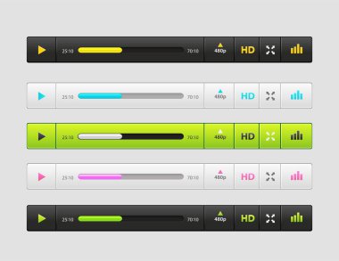 Ux UI ses ve video kitle iletişim araçları oyuncu şablonları