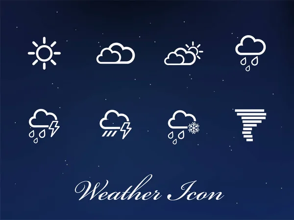 Collection of White Weather Icons, User Interface and Multimedia Icons — Stock Vector