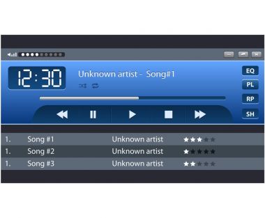 UI ux ses ve video kitle iletişim araçları oyuncu şablon kümesi