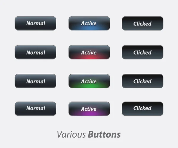 Активная кнопка, неакустическая кнопка ui ux kit — стоковый вектор