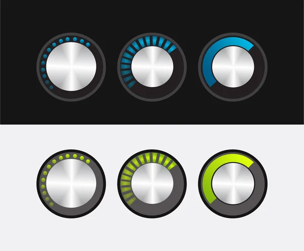 Vector knob to adjust the volume in a metal style. — Stock Vector