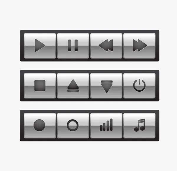 A set of vector Media player control icons — Stock Vector