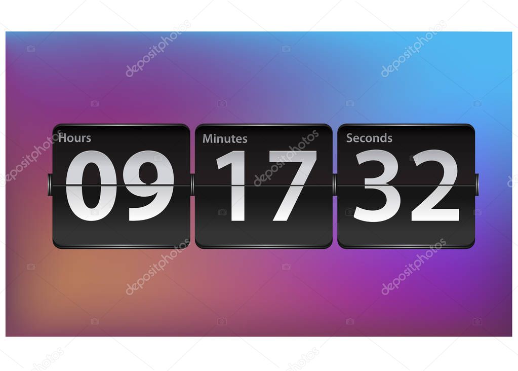 Flip Countdown timer template. Analog Clock counter design.