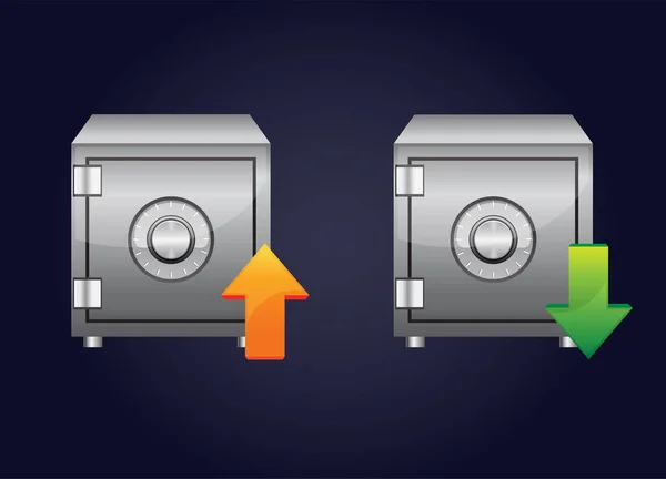 Vektor-Illustration des Sicherheitskonzepts mit metallsicherem Symbol — Stockvektor