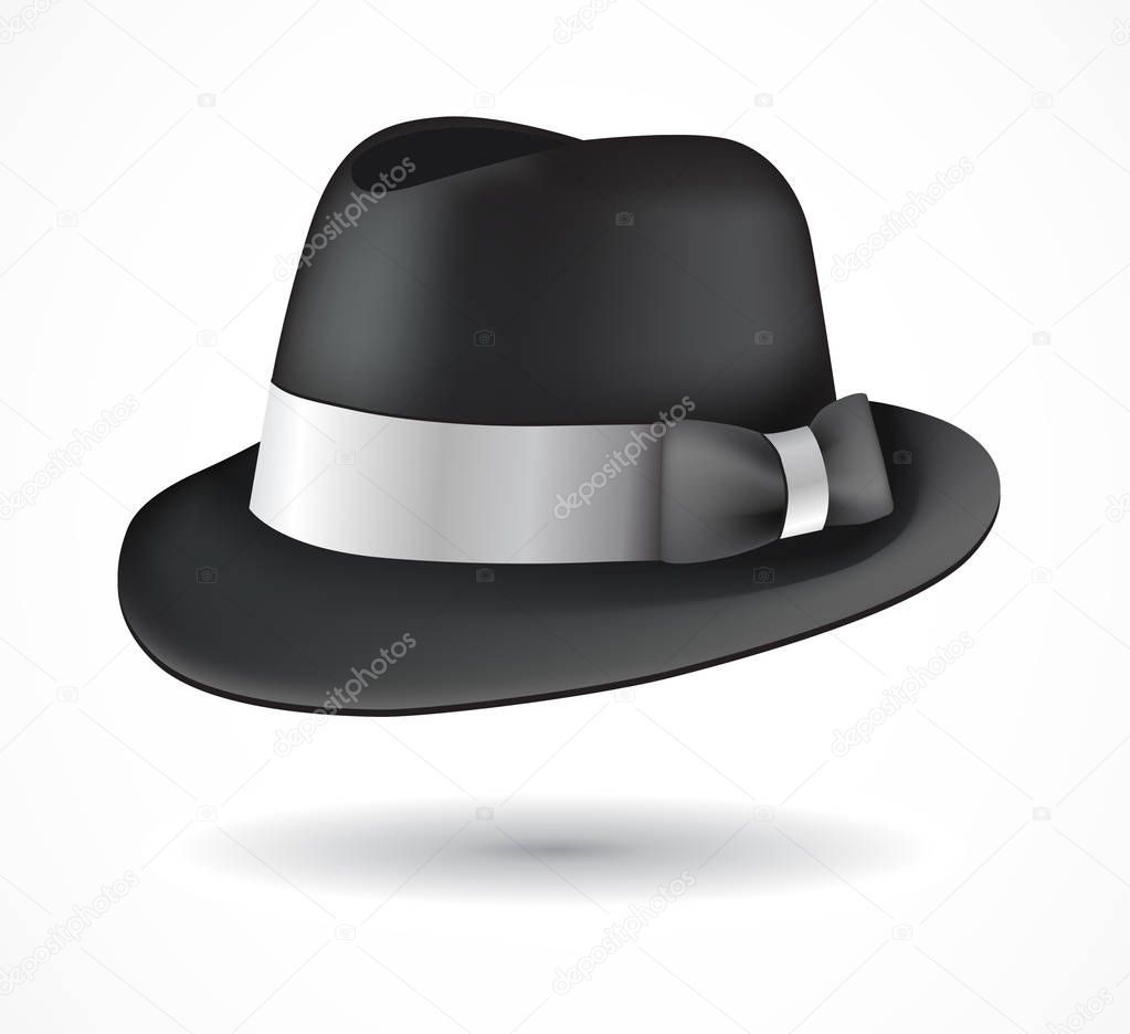 Vector fedora hat isolated on white