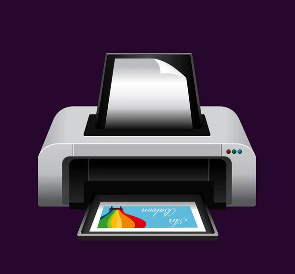 Realistic printer. Illustration on purple background for design — Stock Vector