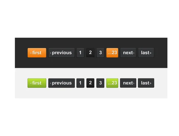 Pagination bars. Color green and orange. Website element for user interface, website development and mobile application design in modern fresh design style — Stock Vector