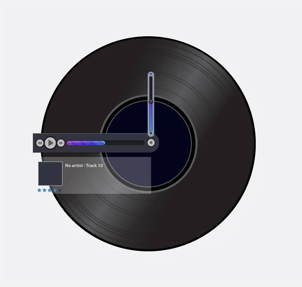Icono de grabación negra simple con reproductor multimedia — Vector de stock