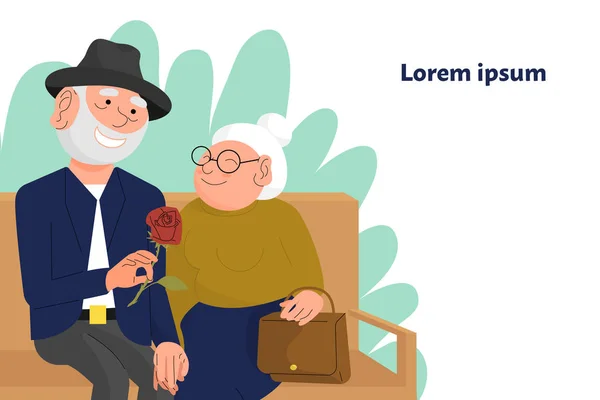 Beyaz, yaşlı, evli bir çift parkta bankta oturuyor.