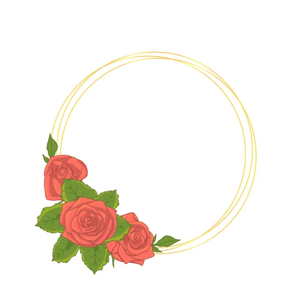 圆形的框架与粉红色的玫瑰花束 矢量说明 — 图库矢量图片