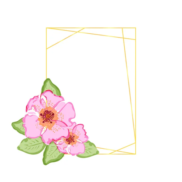 Διακοσμημένο Οβάλ Πολυγωνικό Πρότυπο Ευχετήρια Κάρτα Floral Μοτίβο Διακόσμηση Λουλουδιών — Διανυσματικό Αρχείο