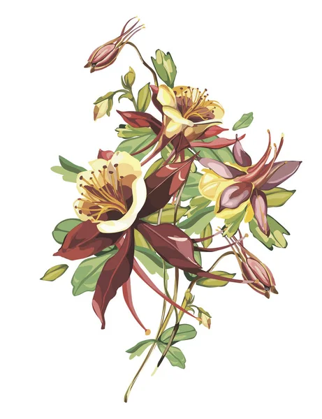 Cartão vintage com flores da primavera. Elegância Belo cartão de saudação com flores vermelhas. EPS 10 —  Vetores de Stock