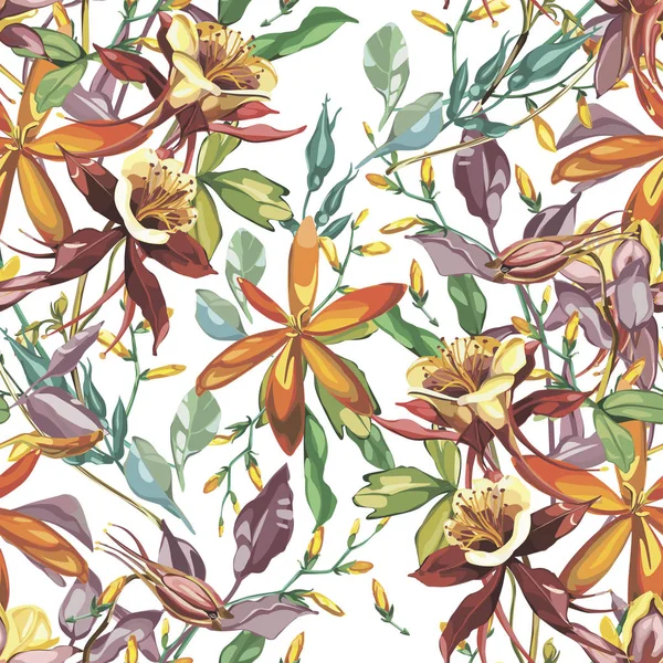 De naadloze patroon elegantie in vintage stijl met Crocosmia bloemen — Stockvector