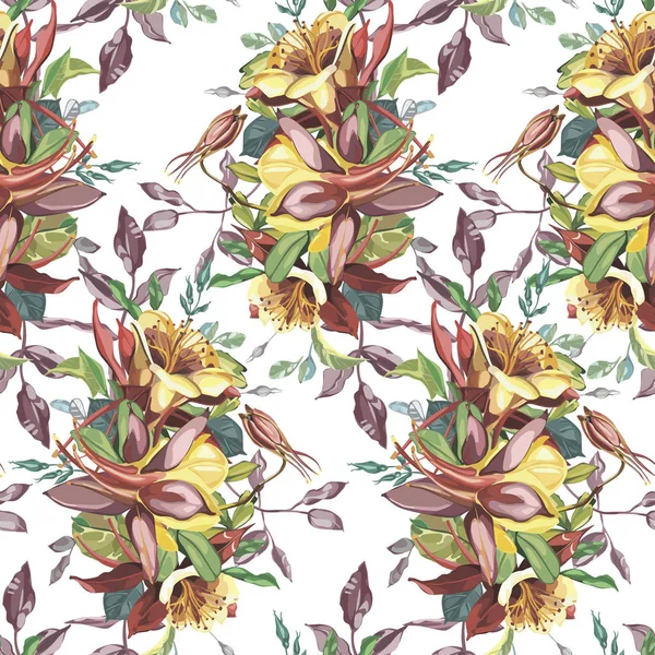 Κομψότητα χωρίς ραφή πρότυπο σε στυλ vintage με λουλούδια Crocosmia — Διανυσματικό Αρχείο
