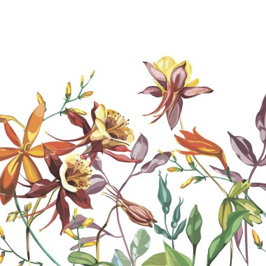 Sulu Boya güzel çiçek açan dalı çiçekler. Romantik ve yaz daveti kavramı arka plan. EPS 10