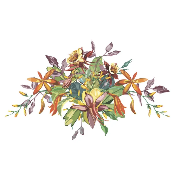 Aquarell schöner blühender Blumenzweig. romantisches und sommerliches Einladungskonzept Hintergrund. Folge 10 — Stockvektor