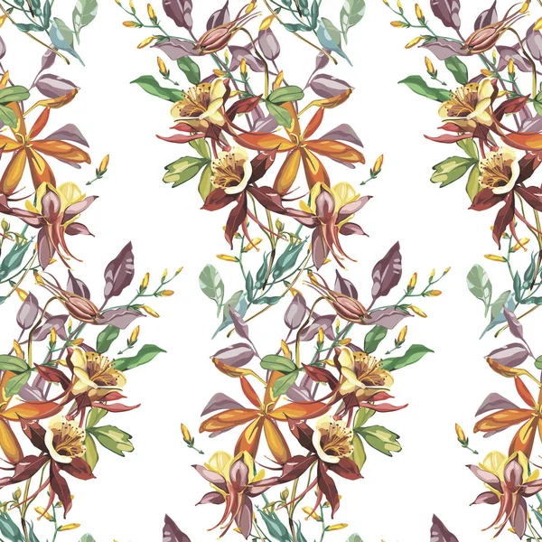 Elegantie naadloze patroon in vintage stijl met Crocosmia bloemen. EPS-10 — Stockvector