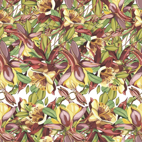 Eleganz nahtloses Muster im Vintage-Stil mit Krokosmia-Blumen. Folge 10 — Stockvektor