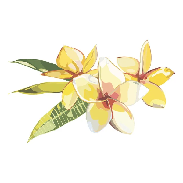 Flores tropicales plumeria aisladas sobre fondo blanco. EPS 10 — Vector de stock