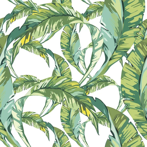 Hojas tropicales. Hermoso fondo de patrón floral vector sin costuras, impresión exótica. EPS 10 — Archivo Imágenes Vectoriales