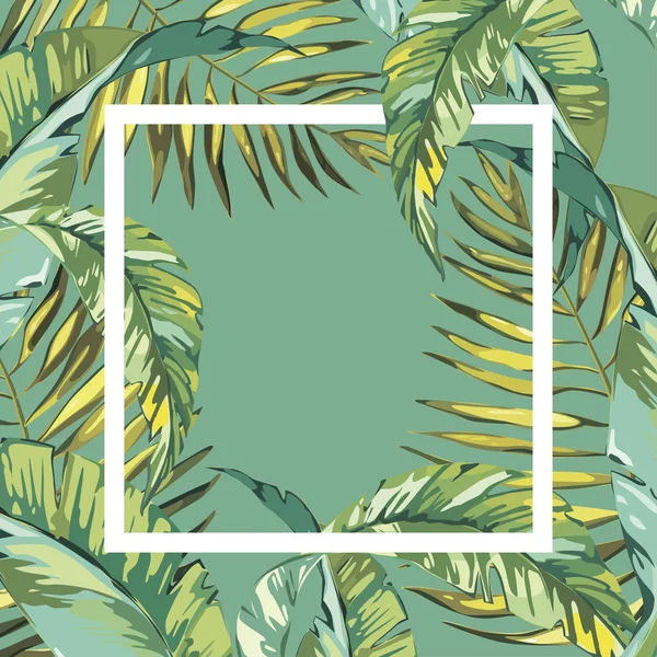 Bannière, affiche avec feuilles de palmier, feuille de jungle. Beau vecteur floral tropical fond d'été. SPE 10 — Image vectorielle
