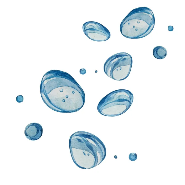 Des bulles. Aquarelle illustration peinte à la main. Isolé sur fond blanc — Photo