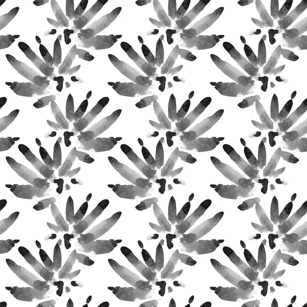 Nahtlose schwarze und weiße Muster. Handgezeichnete Aquarelllinien. — Stockfoto