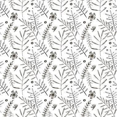 Siyah Dikişsiz desen. Elle çizilmiş suluboya çizgiler, tire.