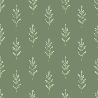 Yeşil suluboya elle çizilmiş yaprakları ve dalları için duvar kağıdı veya Tekstil tasarım. Seamless modeli.